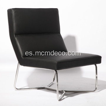 X Metal Tubular Base Leather Armless Chair